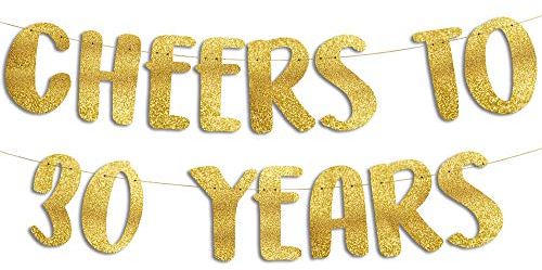 Sterling James Co. Goldfarbenes Glitzerbanner zum 30. Jahrestag und Geburtstag, Party-Dekoration