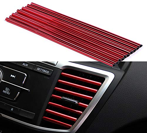 Umisu 10 Pièces Bandes Décoration de Sortie d’Air de Voiture Bande de Grille d'Aération en PVC Multicolore DIY, Intérieure (Rouge)