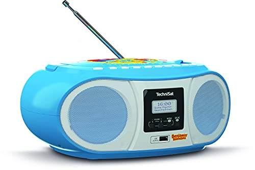 TechniSat DIGITRADIO 1990 Benjamin Blümchen Edition - Stereo-Boombox mit DAB+/UKW-Radio und CD-Player (Bluetooth-Audiostreaming, Kopfhöreranschluss, USB, Ladefunktion, AUX in, Tragegriff, 3 W) blau
