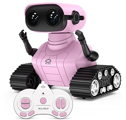 ALLCELE Roboter Kinder Spielzeug, Wiederaufladbares Ferngesteuertes mit LED-Augen Musik und Interessanten Geräuschen für ab 3 4 5 6 7 8 Jahre Jungen und Mädchen Geschenk -Pink