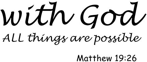 Christliches Wandtattoo, Mit Gott Sind Alle Dinge Möglich Religiöse Bibelvers Sprüche Aufkleber Wandsticker Schwarz Wandaufkleber Schlafzimmer Büro Wohnzimmer Wanddeko für Kinderzimmer Kirche Dekor