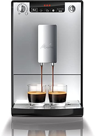 Melitta Caffeo Solo E950-103 Cafetière superautomatique avec moulin, 15 bars, café en grain pour expresso, nettoyage automatique, personnalisable, argent (reconditionné)