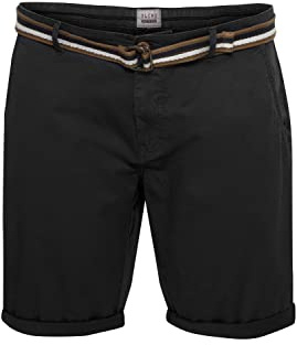Blend BDBruno BT Herren Big & Tall Chino Shorts Bermuda Kurze Hose mit Gürtelschlaufen Stretch-Anteil Regular Fit, Größe:3XL, Farbe:Black (194007)