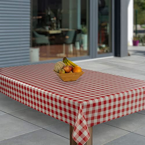 laro Wachstuch-Tischdecke Abwaschbar Garten-Tischdecke Wachstischdecke PVC Plastik-Tischdecken Eckig Meterware Wasserabweisend Abwischbar AP, Muster:Rot Weiß Karo, Größe:80x80