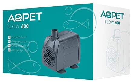 AQPET Flow Pompa Sommergibile per Acquari e terrari con Portata Regolabile,Flow 600 portata regolabile max 600 lt/h