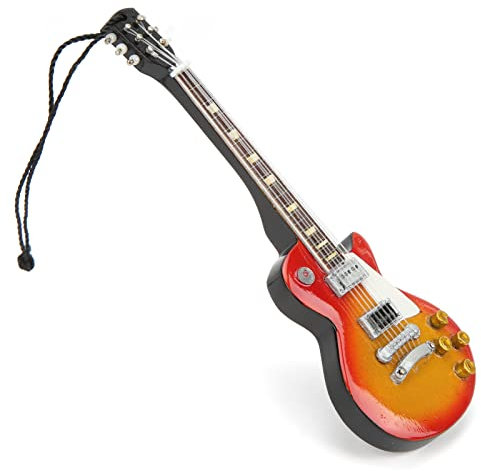 Cyllde Miniatur-Spielzeug-Gitarrenmodell Lindenholz Feine Details Exquisites Mini-Musikinstrument-Modell für Vitrinen-Dekorationsgeschenk Mini-Gitarre, Gitarrenspielzeug
