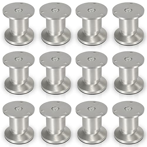 Gimisgu Aluminium Möbelfüße 12er Set,Runde Möbelfuß Sockelfuß,Höhe 80mm,Höhenverstellbar:15mm,Belastbar bis 250 Kg,Geeignet für Sofa, Bett, Nachttisch, Schrank