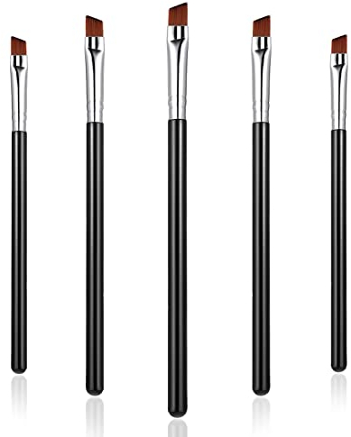 WLLHYF Abgewinkelter Eyeliner-Pinsel, feine abgeschrägte flache Winkel, Augenbrauen-Pinsel, weiche Fasern, synthetische Borsten, Augen-Make-up-Werkzeug, 5 Stück