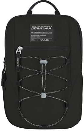 DISIX, OLLIE, Zaino con powerbank integrato (JET BLACK)