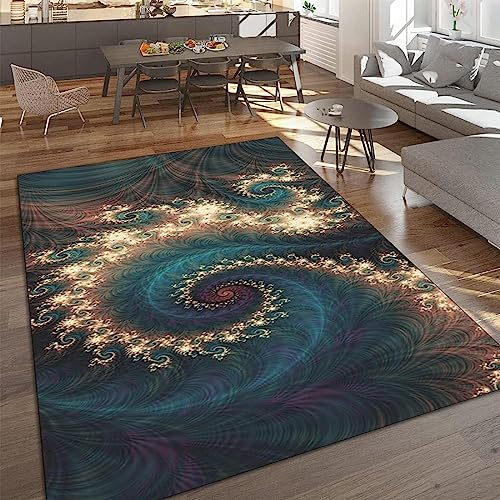 Wunderschöne Pfauenfeder-Kunst Teppiche Gegend, Blaugrünes Türkis Flauschiger Teppich für Küche und Balkon Dekor Schlafzimmer Wohnzimmer Bodenteppich 120 x 180cm