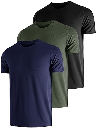 UEEKO Lot De 3 T-Shirts De Protection UV pour Homme Solaire UPF 50+ Manches Fonctionnelles Natation Rash Guard SéChage Rapide pour L'ExtéRieur Le Surf La RandonnéE La