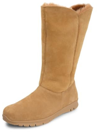 VITAFORM Lammfell Boots Damen – Gefütterte Stiefel für Damen – Rutschhemmend, Leicht und besonders Warm beige/taupe 39