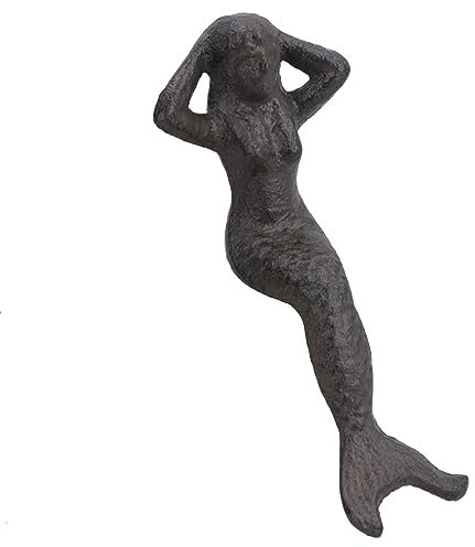 AB Tools Kleine Meerjungfrau Gusseisen Statue Figur Ornament Garten Wasser Teich Regal Sitzend