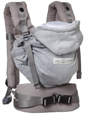 Love Radius Porte-bébé HoodieCarrier 2 - Physiologique, pour nouveau-nés jusqu'à 3 ans, 3 positions ventral, hanche, dorsal (Gris Athlétique)