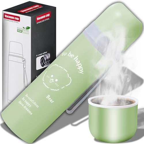 Retoo Termo de 500 ml, termo, taza de café portátil, taza térmica, cierre de acero inoxidable, color verde