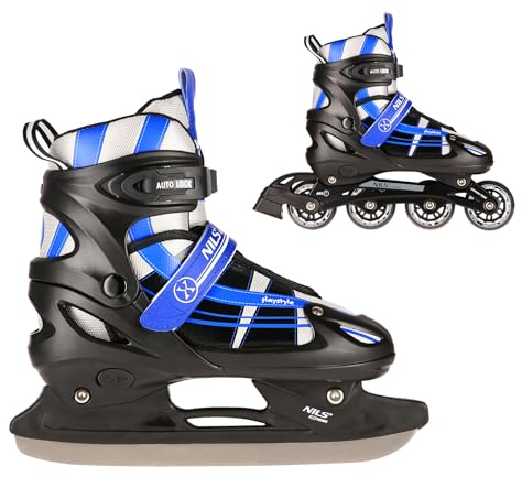 Nils Extreme 2-In-1 Inliner Eishockey Chaska, Farbe:Dunkelblau, Größe:M(35-38)