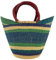 Bolga Tasche XXL - Das Original aus Ghana - Bunt - Fair Trade - Oval - Viele Farben - Afrikanische Korbtasche mit Ledergriff - Flechttasche 40-45 cm - Einkaustasche mit Wunschdesign (Taifa)