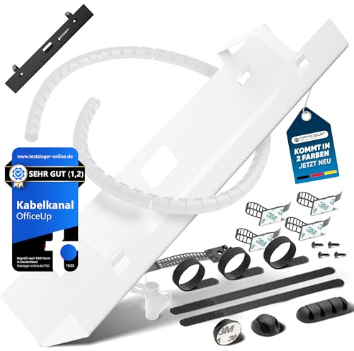 OfficeUp® KABELKANAL Schreibtisch - Kabelmanagement [Komplett Set] - Cable Management - Kabelhalter [Abnehmbar] - Kabelwanne - Jetzt erhältlich