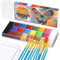 JAMATA Kit Pintura Facial y Corporal de 20 Colores,Maquillaje Seguro Lavable para Niños y Adultos,Incluye 10 Brochas y 32 Plantillas,Ideal para Fiestas de Carnaval,Set Profesional Flash Tattoo