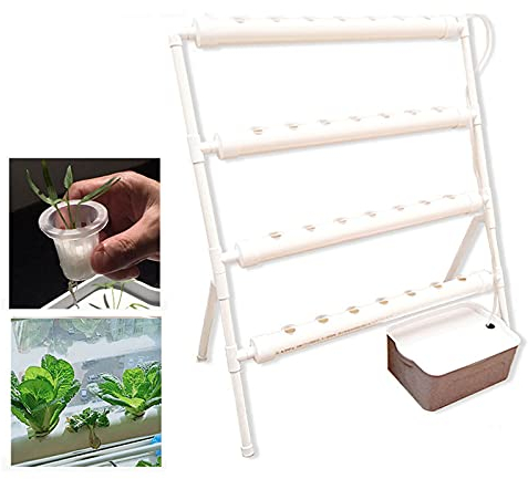 KEESUNG Hydroponic Site Grow Kit, 36 Löcher 4 Rohre Erdlose Pflanzenanbau-Systeme Garten Terrasse Hydrokultur Pflanzen Bewässerung System PVC Hydroponic Pipe Home für Hydroponische