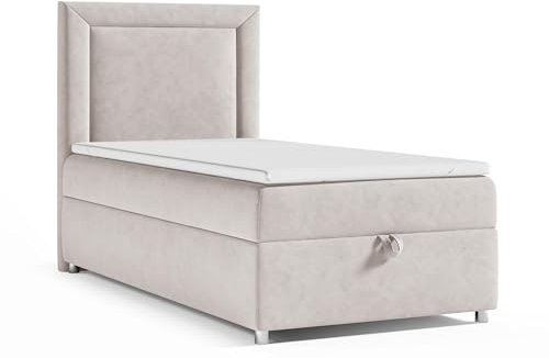 Best For Home Trinity K3 Einzelbett 90x200 – Boxspringbett mit Bonellfederkern, Matratze, Topper und Bettkasten | Polsterbett mit Stauraum und chicem Kopfteil - mit LieferungAufbauservice