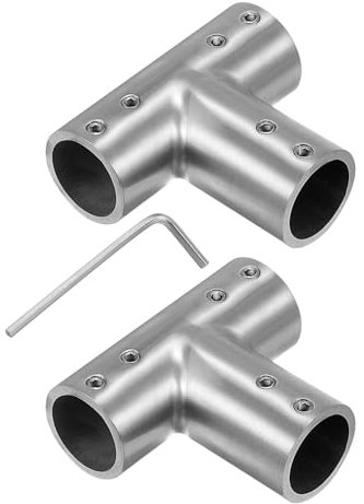 QUARKZMAN 2 Stück Verstellbare Gardinenstangen Eckverbinder 19mm Innendurchmesser 304 Edelstahl Fenster-Scharnierverbinder, Silber T-Verbindung