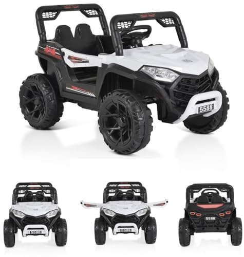 Moni Kinder Elektroauto Buggy UTV 5588 Fernbedienung MP3 Gurt 2 Motoren Lichter weiß