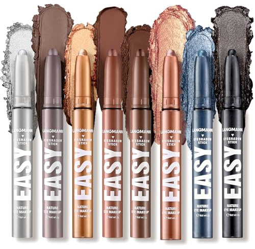LANGMANNI Lidschatten-Stift-Set, 8 matte Farben, professionelle Kontur und Hervorhebung von leuchtenden Farben, Lidschatten, Creme, wasserdicht, langanhaltend, hochpigmentiert