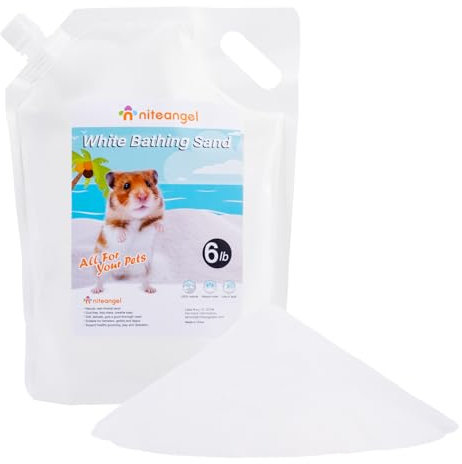 Niteangel Hamster Wüstenbad Sand | Staubfreier Badesand oder Streusand für Hamster, Chinchillas, Gerbils, Mäuse, Degus oder andere kleine Haustiere (Weißer Sand, 2.72kg)