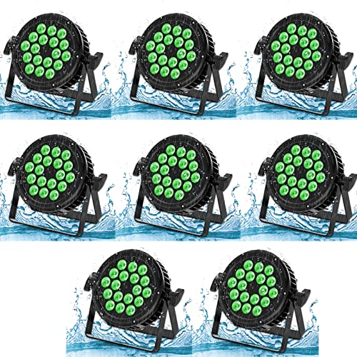 HOLDLAMP 8 PCS 180W IP65 LED Par Scheinwerfer Outdoor, RGBW 18 LED Bühnenlicht Wasserdicht mit Kabel, LED Strahler Party für Party Club Bar Hochzeit Halloween Weihnachten