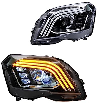 NGFDSSBB Kompatibel for Mercedes GLK-Scheinwerfer 2008–2012, LED-Autobeleuchtung, 2 Stück, Auto-Montage, Upgrade-Design, Bicofal-Linsen-Signallampe