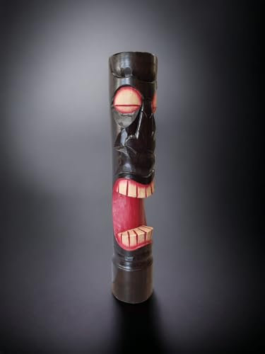 Kinaree XL Tiki - Totempfahl Skulptur - Schnitzerei aus Palmholz - 98 cm große Statue eines polynesischen Totem