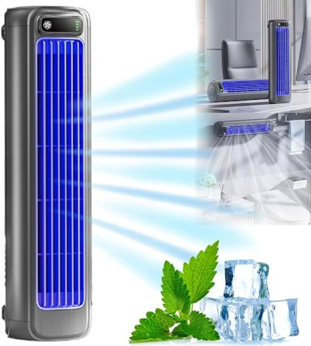 Outfany Cooling Ace, Azazaza Ventilateur de climatisation portable, ventilateur de refroidissement Shirem, 3 vitesses, ventilateur de bureau mobile, ventilateur tour rechargeable silencieux pour