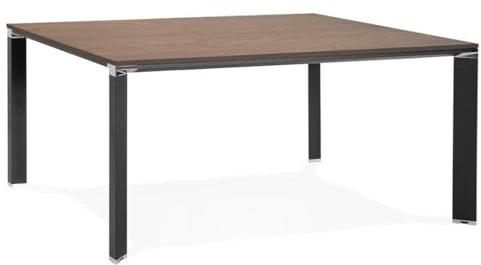 Braun-Schwarzer Bürotisch XL | Konferenztisch in Walnuss-Optik | Arbeitstisch für Großraumbüros | 160x160 cm | Chromakzente | Vielseitig & Repräsentativ | Für moderne Arbeitsumgebungen | KERIX