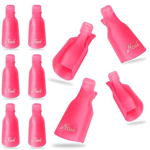 G4GADGET 10 PCS Nail Polish Remover Clips – Soak Off Gel, Acrylic & UV Nail Polish Removal, Reusable & Anti-Slip Rose Red Clips for Fingers & Toenails