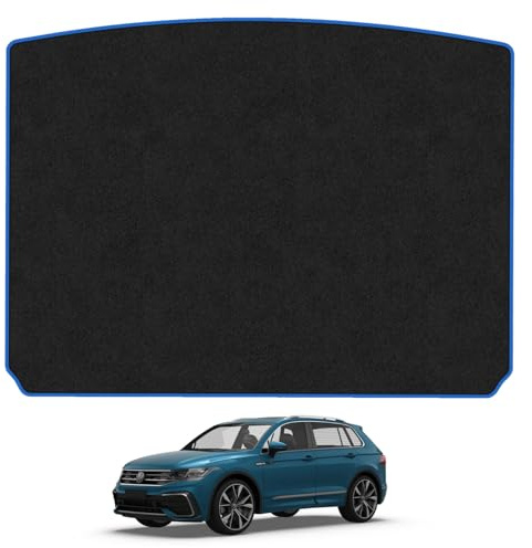 Blue Carpet Boot Liner Compatible With VW Tiguan (2016-2024) [Lower-Floor Boot Position] Tailored Fit Carpet 550Gsm Protector Boot Mat, Anti-Slip, Easy Clean Custom Fit Dog Friendly Water-Resistant