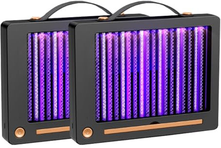 Lampe anti - moustique portable, anti - moustique électrique, piège à moustiques 2000v avec filet de protection intérieur 3 couches - noir. (2 pièce)
