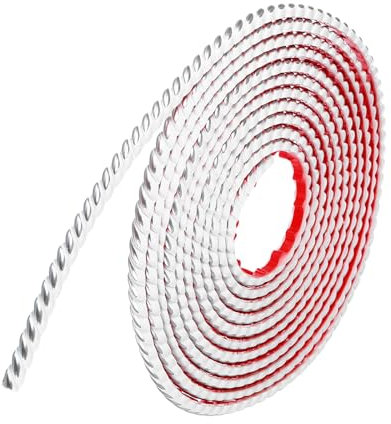 QUARKZMAN Moulures Murales Flexibles, 16.4Ft X 0.39Pouce Auto-Adhésif Décoller et Coller Moulure Papier Peint Cadre Miroir Bordure pour Cabinet Cadre Miroir, Ligne Blanc Argenté