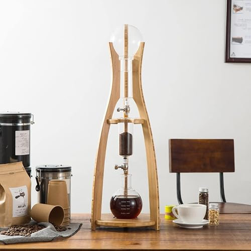Generisch Kaffeemaschine, Cold Brew Drip Tower, Eiskaffee-Kaltbrühmaschine, Eiskaffee-Kaltbrühmaschine, Eiskaffee-Kaltbrühmaschine aus Holz mit Slow-Drip-Technologie, für das Home-Office, Holzfarbe