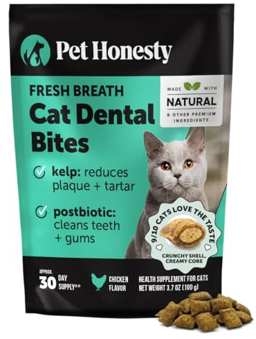 Fresh Breath Dental Bites for Cats – Crunchy & Creamy Cat Dental Treats for Fresh Breath, Tartar & Plaque Control – Dual-Texture Cat Oral Care Bites for Bright Teeth & Healthy Gums – 30 Day Supply
