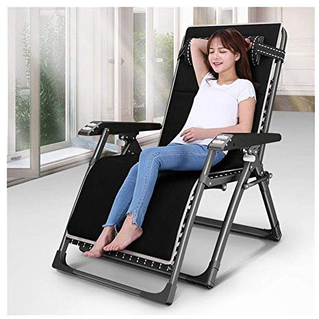 Lsoiup Tumbona Plegable Ajustable para Patio Exterior, Playa, Piscina, Color Negro, con Estructura de Acero y cojín, tumbonas de jardín de Tubo Cuadrado, reclinables, Color Negro