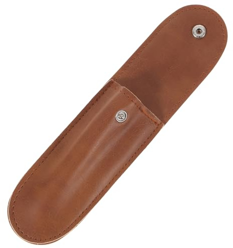 Étui de Protection pour Rasoir Manuel en PU Marron à Bouton-Pression | Format Compact, pour Déplacements et Rangement Quotidien, Finition Élégante, Convient au Rasoir de Sûreté