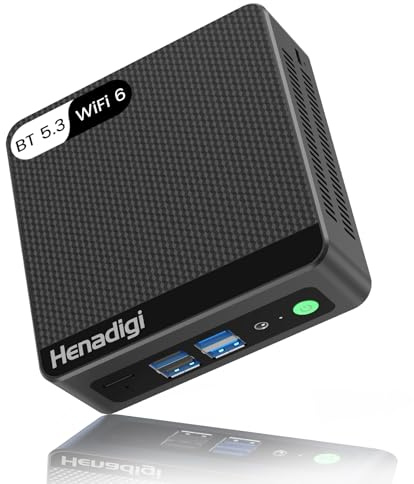 Henadigi Mini PC Computer N150 (3.6GHz), 4K UHD Server, 16GB SO-DIMM DDR4 RAM 512GB M.2 SSD, Small Mini Desktop Computer