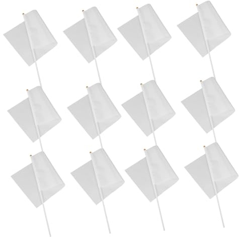 TOYANDONA 50 Stück Weiße Handfahnen aus Wetterfestem Polyester Langlebig mit Verstärkter Nahtlinie Mini Handflaggen Stäben für Feiern Sportevents DIY Bemalung und Bastelprojekte