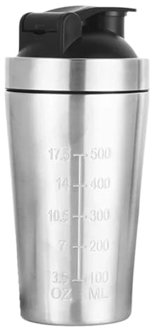 Asyduey Fitness-Enthusiasten Edelstahl 500ML Shaker-Becher - Auslaufsicher, mit Praktischer Messskala