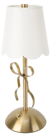 Dpofirs Kleine Tischlampe mit Schleife mit Stoffschirm | Wiederaufladbare Touch Steuerung, 3 farbig dimmbares LED Licht für Schlafzimmer, Wohnzimmer und Esszimmerdekoration