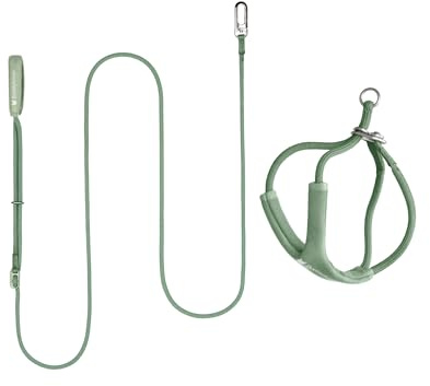 BuddyArmor Ausbruchsicheres Katzengeschirr mit Leine Set (Olivgrün, S) | Ausbruchsicher durch Y-Form, Anti-Choke Design,Gepolstertes Softgeschirr,Verstellbar bis 12 kg,Inklusive Freihandleine