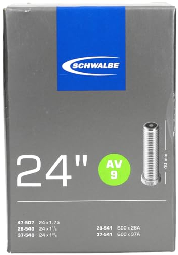 Schwalbe Fahrradschlauch AV9 28/47-507/541 EK AGV 40 mm, Schwarz, 24 x 1 1/8-1.75 AV40 mm