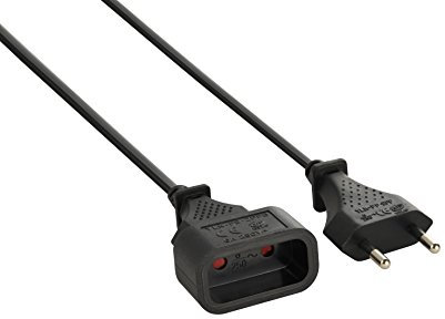 Electraline 20647015D Rallonge Prolongateur électrique 5 mt prise/fiche européen 6A - section 2x0,75 mm², Noir