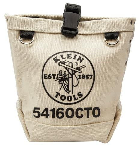 Klein Tools 5416OCTO Tool Bag, Bull-Pin and Bolt Pouch, No. 4 Canvas with Tunnel Connection, 5 x 5 x 9-Inch